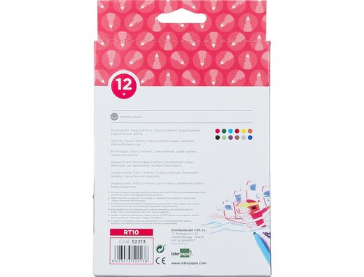 Rotulador Liderpapel Duo Caja 12 Colores