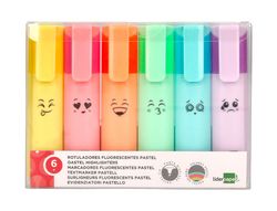 Rotulador liderpapel fluorescente pastel punta biselada estuche de 6 unidades colores surtidos