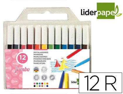 Rotulador Liderpapel Jumbo Bolsa 12 Colores
