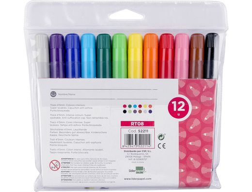 Rotulador Liderpapel Jumbo Bolsa 12 Colores