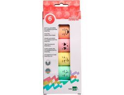 Rotulador liderpapel mini fluorescente pastel punta biselada estuche de 6 unidades colores surtidos