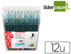 Rotulador liderpapel punta pincel extra suave caja 12 unidades colores surtidos