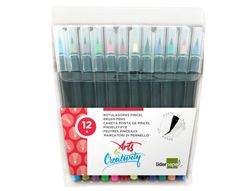 Rotulador liderpapel punta pincel extra suave caja 12 unidades colores surtidos