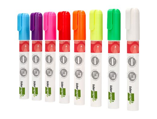 Rotulador liderpapel tiza liquida punta redonda trazo 6 mm caja de 8 unidades colores surtidos