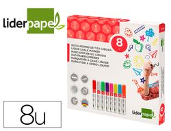 Rotulador liderpapel tiza liquida punta redonda trazo 6 mm caja de 8 unidades colores surtidos