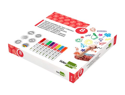 Rotulador liderpapel tiza liquida punta redonda trazo 6 mm caja de 8 unidades colores surtidos