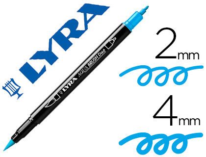 Rotulador lyra aqua brush acuarelable doble punta fina y pincel azul claro