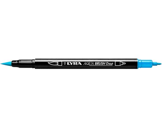 Rotulador lyra aqua brush acuarelable doble punta fina y pincel azul claro