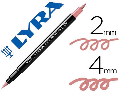 Rotulador lyra aqua brush acuarelable doble punta fina y pincel rosa carmin