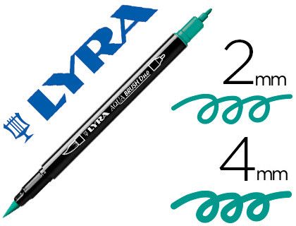 Rotulador lyra aqua brush acuarelable doble punta fina y pincel verde noche