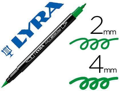 Rotulador lyra aqua brush acuarelable doble punta fina y pincel verde