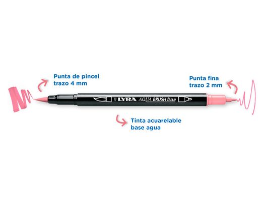 Rotulador lyra aqua brush acuarelable doble punta y pincel tonos pastel blister de 6 unidades surtidas