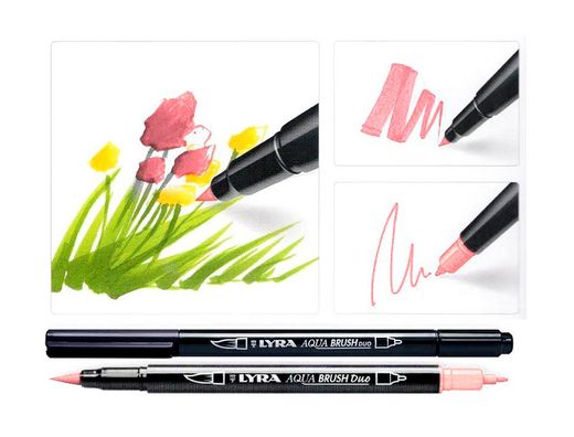 Rotulador lyra aqua brush acuarelable doble punta y pincel tonos pastel blister de 6 unidades surtidas