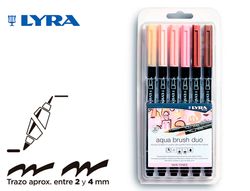 Rotulador lyra aqua brush acuarelable doble punta y pincel tonos piel blister de 6 unidades surtidas