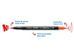 Rotulador lyra aqua brush acuarelable doble punta y pincel tonos primarios blister de 6 unidades