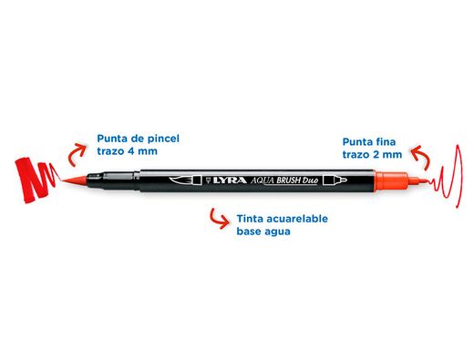Rotulador lyra aqua brush acuarelable doble punta y pincel tonos primarios blister de 6 unidades