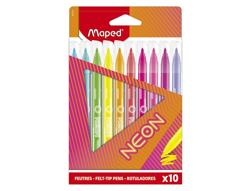 Rotulador maped fluorescente neon caja de 10 unidades colores surtidos