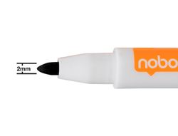 Rotulador nobo mini con borrador para pizarra blanca punta redonda 2 mm color negropack de 6 unidades