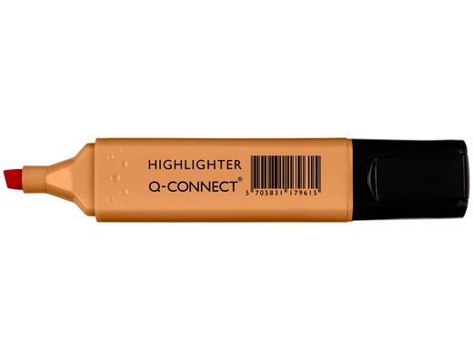 Rotulador q-connect fluorescente pastel naranja punta biselada