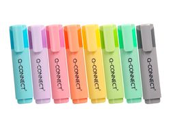 Rotulador q-connect fluorescente pastel punta biselada estuche de sobremesa 8 colores surtidos