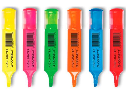 Rotulador Q-Connect Fluorescente Punta Biselada Estuche de 6 Colores