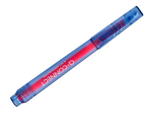 Rotulador q-connect fluorescente punta biselada fabricado pet reciclado caja de 4 unidades colores surtidos