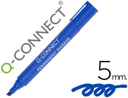 Rotulador Q-Connect Marcador Permanente Azul Punta Biselada 5.0 Mm