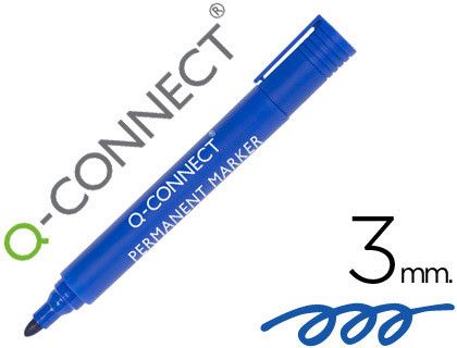 Rotulador Q-Connect Marcador Permanente Azul Punta Redonda 3.0 Mm