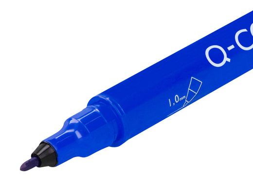 Rotulador q-connect marcador permanente doble punta color azul 0,4 mm y 1 mm