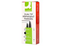 Rotulador q-connect marcador permanente doble punta color negro 4 mm y 1 mm
