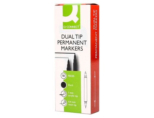 Rotulador q-connect marcador permanente doble punta color negro 4 mm y 1 mm