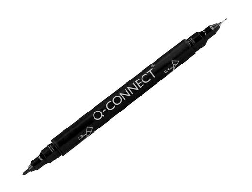 Rotulador q-connect marcador permanente doble punta color negro 4 mm y 1 mm
