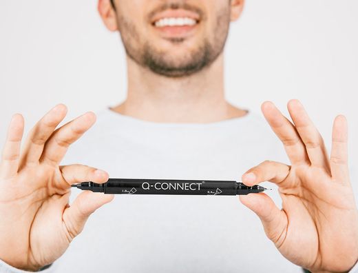 Rotulador q-connect marcador permanente doble punta color negro 4 mm y 1 mm