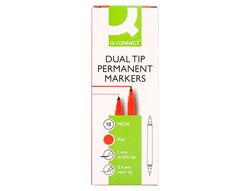 Rotulador q-connect marcador permanente doble punta color rojo 0,4 mm y 1 mm