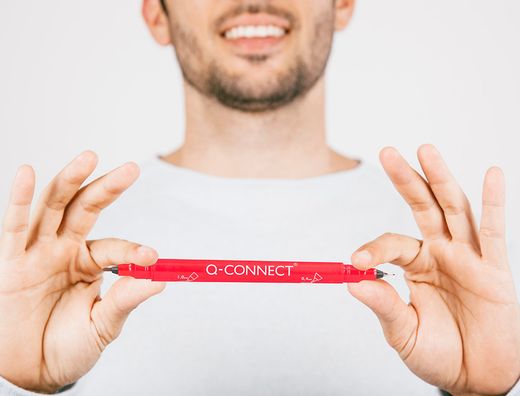 Rotulador q-connect marcador permanente doble punta color rojo 0,4 mm y 1 mm