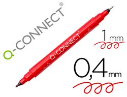 Rotulador q-connect marcador permanente doble punta color rojo 0,4 mm y 1 mm