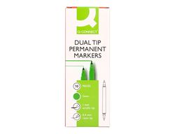Rotulador q-connect marcador permanente doble punta color verde 0,4 mm y 1 mm