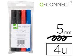 Rotulador Q-Connect Marcador Permanente Estuche de 4 Colores Surtidos Punta Biselada 5.0 Mm