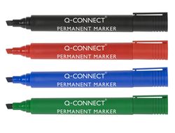 Rotulador Q-Connect Marcador Permanente Estuche de 4 Colores Surtidos Punta Biselada 5.0 Mm