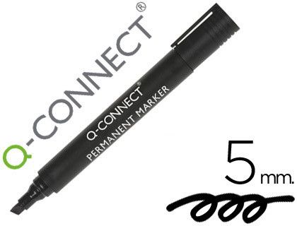 Rotulador Q-Connect Marcador Permanente Negro Punta Biselada 5.0 Mm