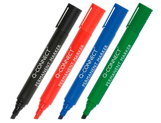 Rotulador Q-Connect Marcador Permanente Negro Punta Biselada 5.0 Mm