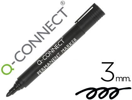 Rotulador Q-Connect Marcador Permanente Negro Punta Redonda 3.0 Mm