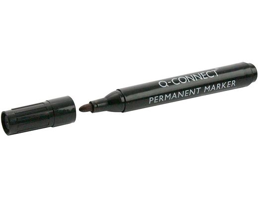 Rotulador Q-Connect Marcador Permanente Negro Punta Redonda 3.0 Mm