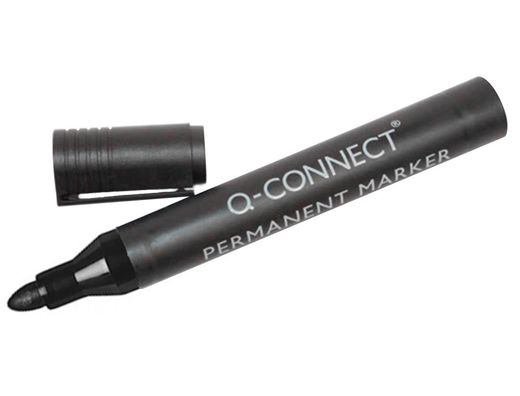 Rotulador Q-Connect Marcador Permanente Negro Punta Redonda 3.0 Mm