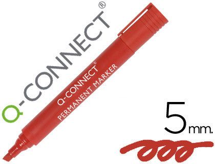 Rotulador Q-Connect Marcador Permanente Rojo Punta Biselada 5.0 Mm