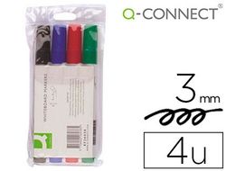Rotulador Q-Connect Pizarra Blanca 4 Colores Surtidos Punta Redonda 3.0 Mm