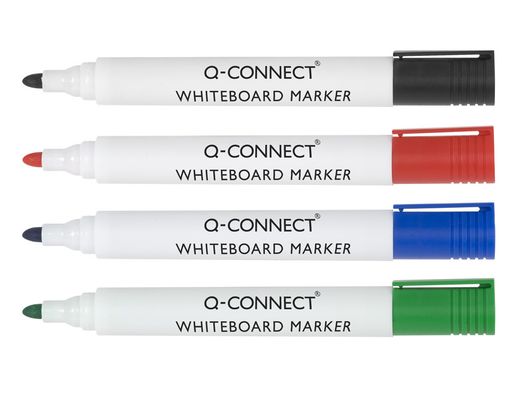 Rotulador Q-Connect Pizarra Blanca 4 Colores Surtidos Punta Redonda 3.0 Mm
