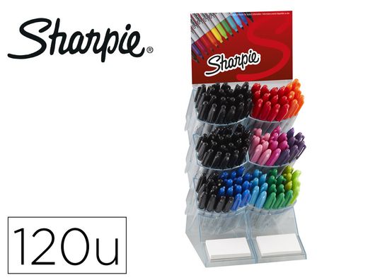 Rotulador sharpie fine expositor sobremesa de 120 unidades colores surtidos