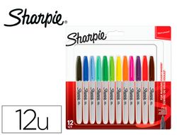 Rotulador sharpie permanente fino blister 12 unidades colores surtidos