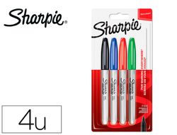 Rotulador sharpie permanente fino blister 4 unidades colores estandar surtidos